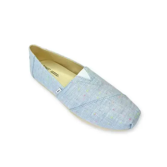 Toms Women's New Alpargata Flats Size 8.5 Light Blue Speckled Linen Slip On - Picture 5 of 15